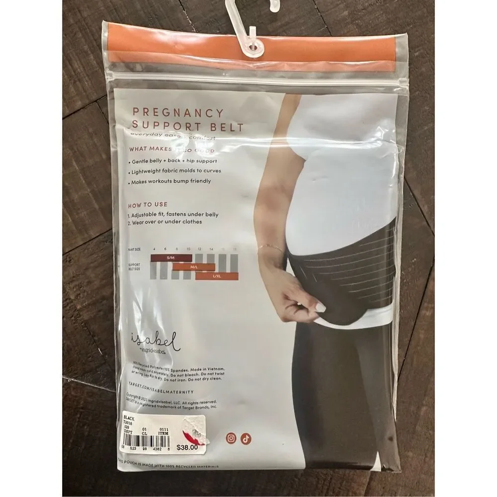 Ingrid and Isabel Black Pregnancy Support Belt Size Medium/Large New